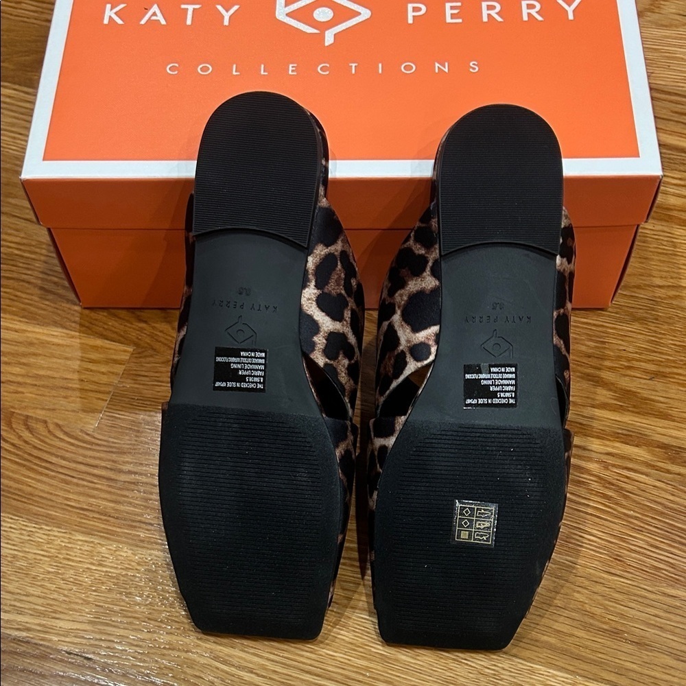Katy Perry Collections Leopard Print cross over check in slide Satin Sandals 8.5 - Picture 5 of 10